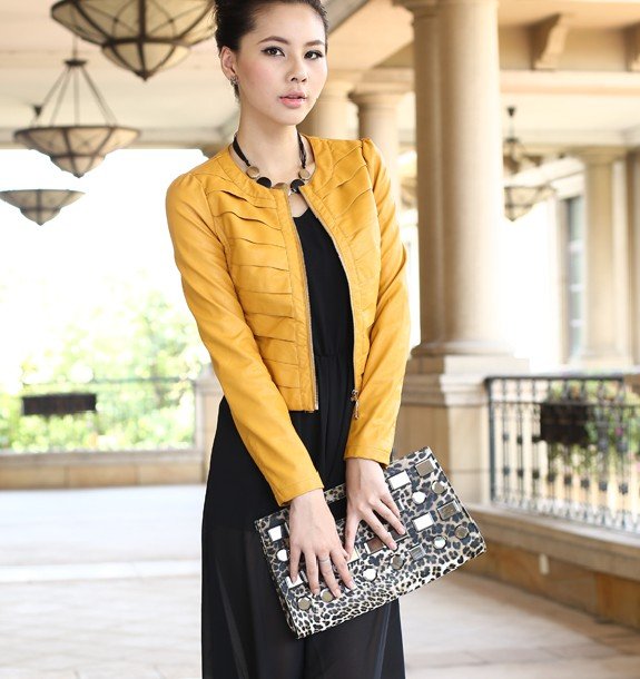 2012 New Fashion & Good Quality Women's PU Leather Jacket ! Factory Directly S,M.L.XL Free Shipping EY-15