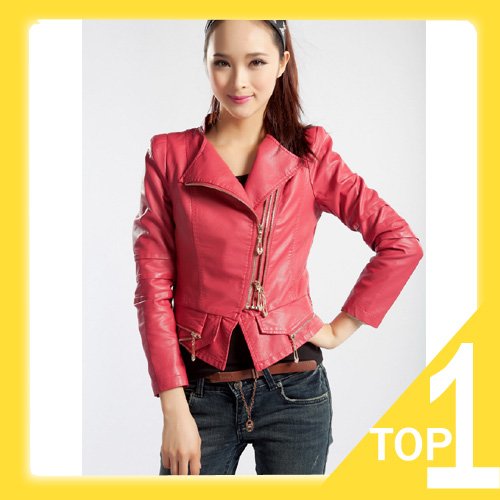 2012 New Fashion & Good Quality Women's PU Leather Jacket ! Lady's New Arrival Jacket Factory Supports Directly Y3074