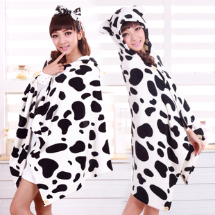 2012 new fashion leopard grain pajamas Cape conjoined twin cap rabbit leisure shawl cloak Leisure wear  wholesale