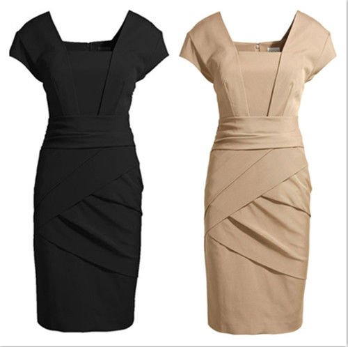 2012 NEW FASHION OL SLIM FIT BODYCON SQUARE NECK CAPE SLEEVE DRESS 3 SIZE BLACK/NUDE COLOR 0017#