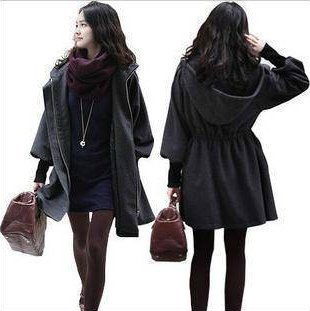 2012 New Fashion Plus Size Medium-Long Winter Women's Wool Coat Puff Sleeve Woolen Outwear