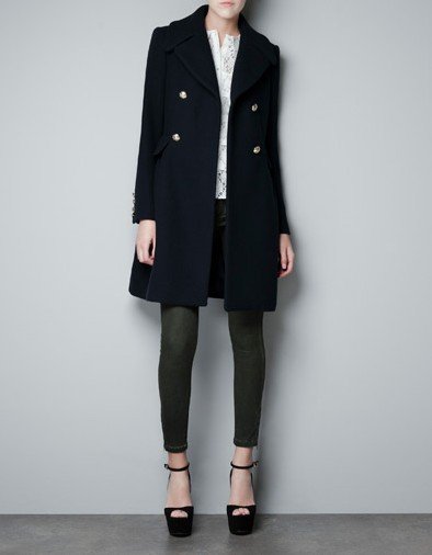 2012 New fashion Quality womens' woolen Vintage Elegant Double Breasted Long Trench golden buttons jacket coat slim casual