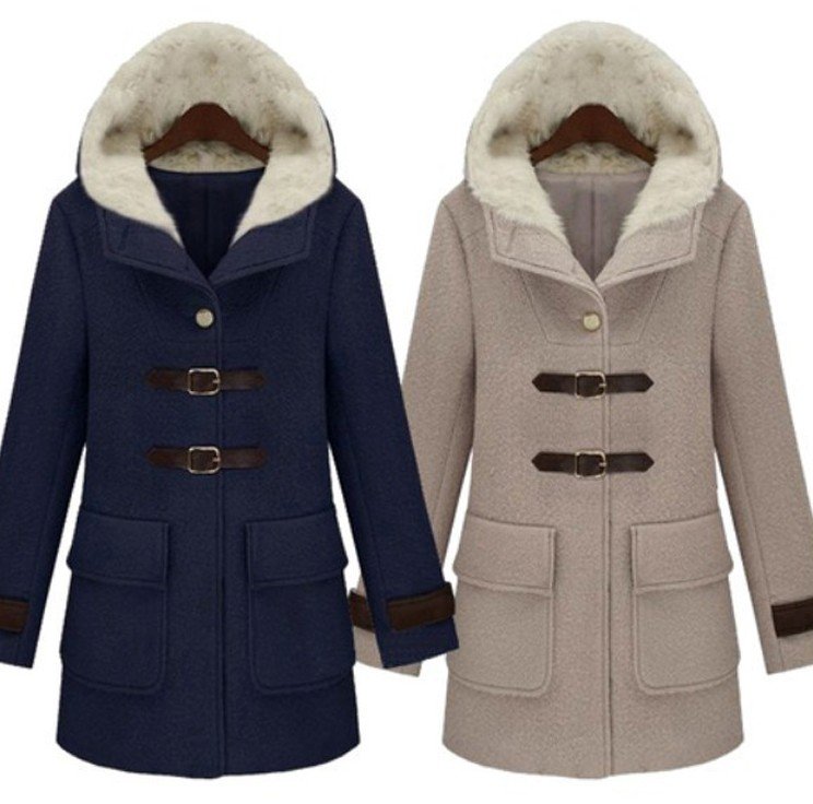 2012 New fashion Quality womens' woolen Vintage hooded Trench winter thick basic coat jacket slim casual elegant brand design