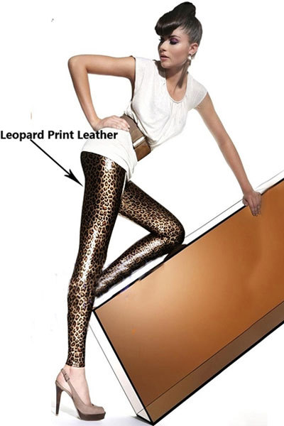 2012 New Fashion Sexy Faux Leather Leopard Print Plus Size Leggings for Women + Free Shipping + Fast Delivery ( M, XL, LB13138)