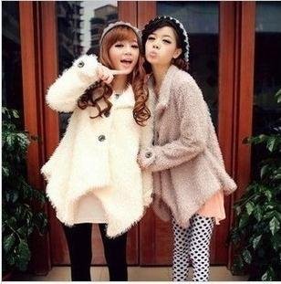 2012 new fashion winter Irregular lap single-breasted long sleeve Faux Fur  buttercup Cardigan coat ,c145