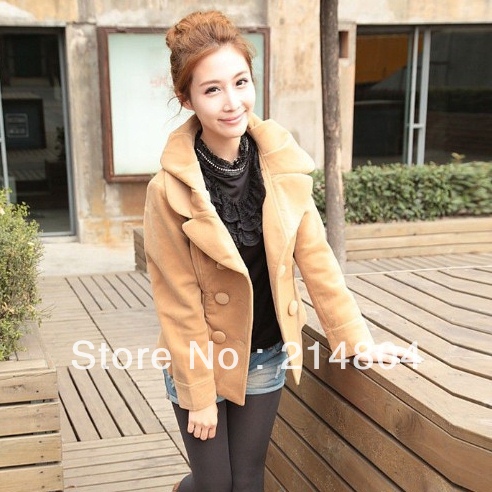 2012  New Fashion Women's double breasted trench coat Winter Wool blended Coat Long Jacket overcoat {Wholesale & Retail}