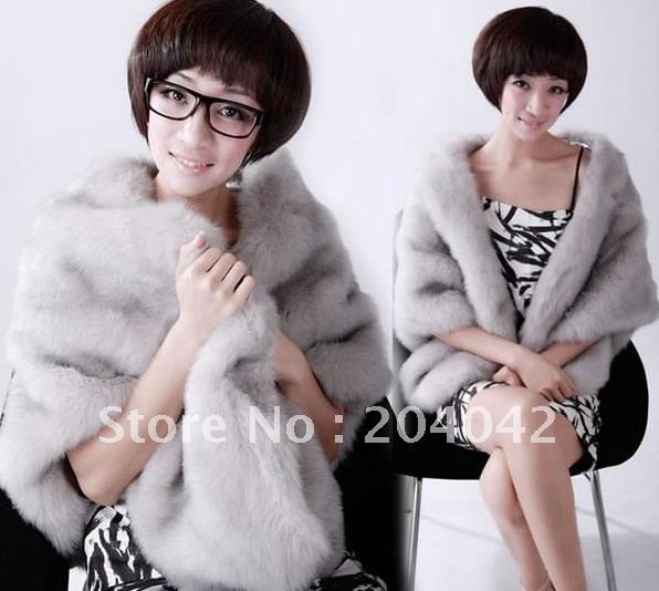 2012 New fashion Women's faux fur WARMER Cape imitation faux fur new coat overcoat fur shawl