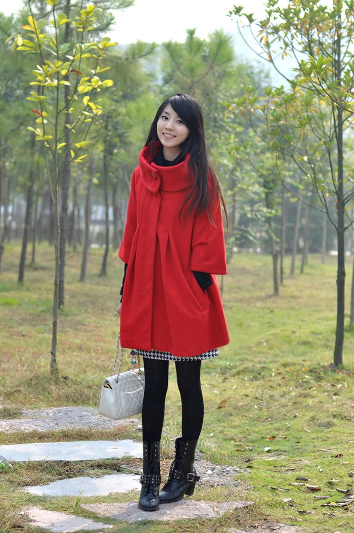 2012 new fashion women wool coat free shipping lady long overcoat winter outerwear vintage poncho trench coat  plus size clothes