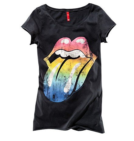 2012 new fashion womens' Rock Rolling Store Short Sleeve O neck big mouth print tee Shirt casual Novelty blouse drop shipping