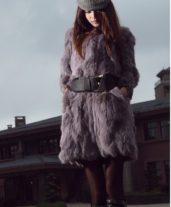 2012 new free shipping Winter Woman fashion slim rabbit fur coat 4 colors size s-m-l-xl