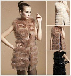 2012 new free shipping woman really ostrich fur vest