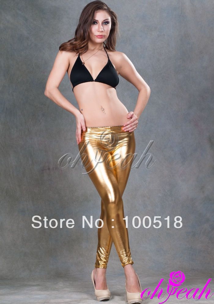 2012 New High Quality Tights Stylish Jeggings Golden Leather Shine Ladies Leggings R73791