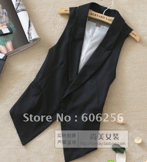 2012 new hot black fashion career style ladies vest ,women vest, women suit vest/women fashion coat