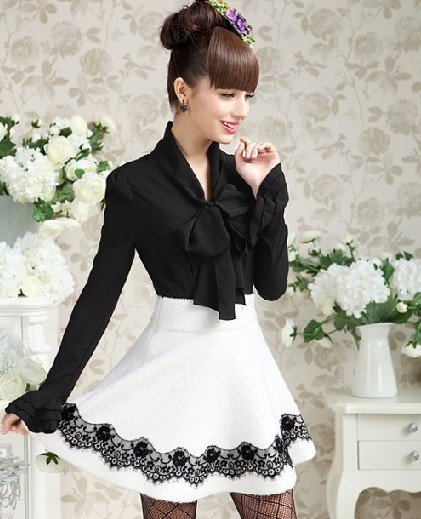 2012 new hot sale fashion blouse court neck high quality shirt long sleeve lovely sweet blouses free shipping,232