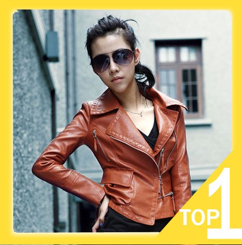 2012 New Hot Sale lady Korean Pu Leather Jacket+Free Shipping+Quality Guaranteed+Cultivate one's morality short fur Y4014