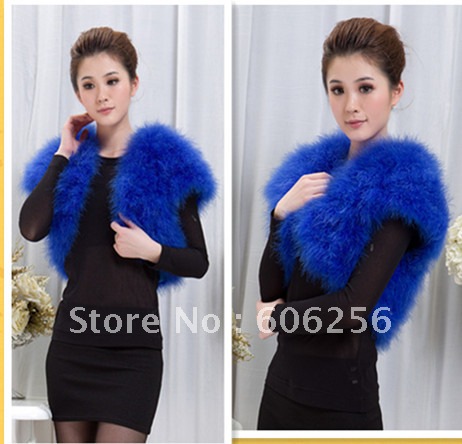 2012 new korea style fashion Ostrich fur, turkey feather ,fur short vest ,small cape,women waistcoat