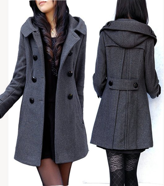 2012 New Korea Winter Women's Double-breasted Wool Overcoat Sz XL