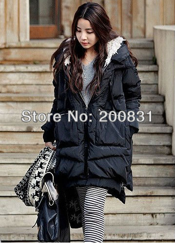 2012 New Korean Authentic Fashion Winter Down Jacket for Women Long Thick Free Shipping