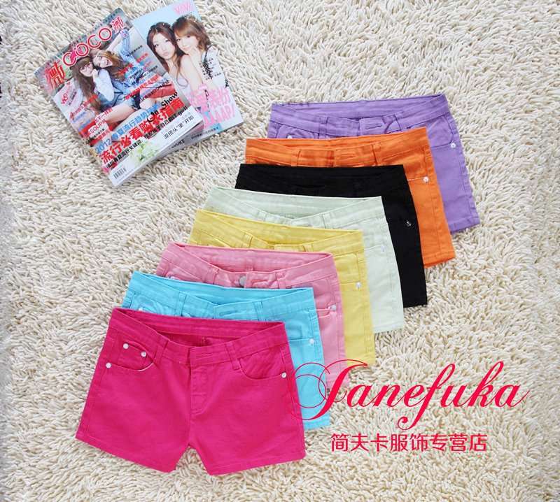 2012 new Korean security base denim shorts, women summer candy colored shorts shorts casual pants tide