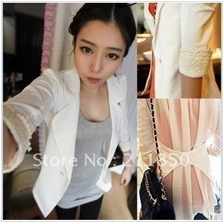 2012 new Korean women's temperament models lace sleeve side suit women coat free shipping