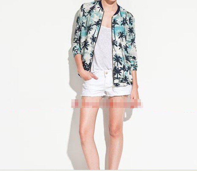 2012 new ladies' fashion short coat women's printed jacket with zipper ZA  brand handsome coat free shipping