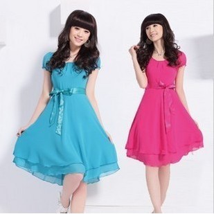 2012 new ladies fashion Short Sleeve Chiffon Dress