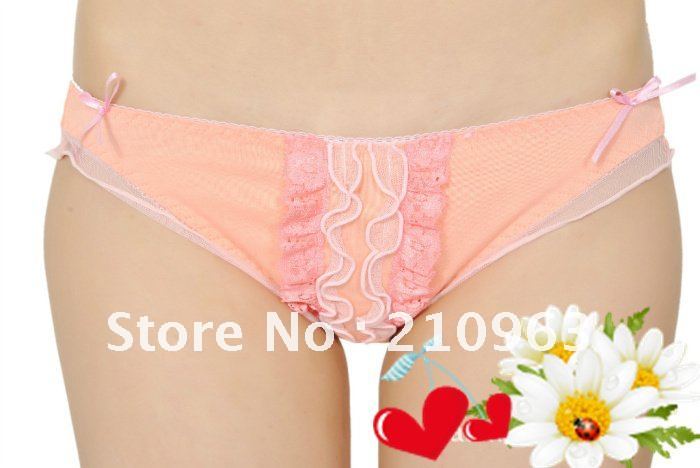 2012 New Ladies Sexy Cotton Lingerie Women Briefs  Underwear Bowknot  Panties Pink /Black  10Pcs/lot