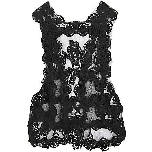 2012 New Lady Hollow Hook Flower Lace Shirtwaist Waistcoat Vest black Beige