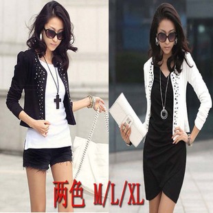 2012 New Lady's Long Sleeve Shrug Suits small Jacket Fashion Cool Women's Rivet Coat With 2 Colors Free Shipping