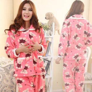 2012 new long section of coral velvet winter pajamas for women Cartoon thick pink pajamas  Cartoon Lingerie