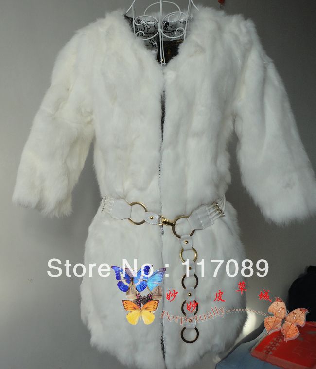 2012  new medium style rabbit fur coat ma3 jia3 brief paragraph female fur coat