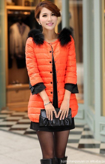 2012 new mouse collars long cultivate one's morality down jacket+free shipping