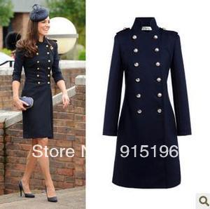 2012 NEW Princess Kate   Women's Double Breasted ashmere Wool Trench Coat Jacket Princess Outwear Free shipping !