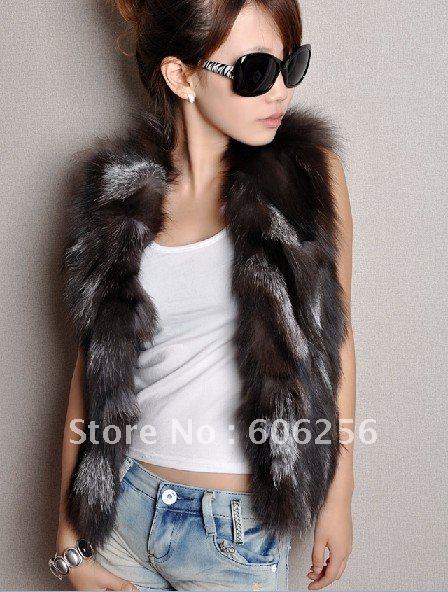 2012 New! Real silver fox fur vest jacket coat garment/top quality women fashion fur vest