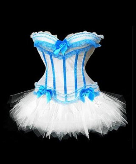 2012 New Sexy Blue & White CORSET & WhiteTUTU SET / G-String Sexy Lingerie Wholesale,Corset Dress