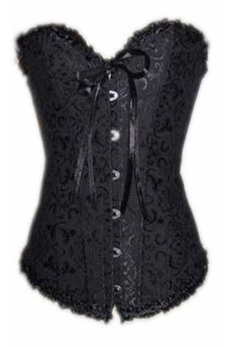 2012 NEW Sexy lace corset  BONED overbust shapers brocade bustier S M L XL XXL white black YH7078