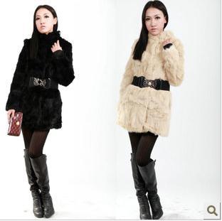 2012 new special han LiLing long sleeve medium style rabbit hair PI cao's coat fur coat