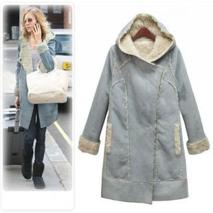 2012 new star style fur medium-long outerwear berber fleece outerwear suede fabric wool overcoat,fashion women warm winter coat