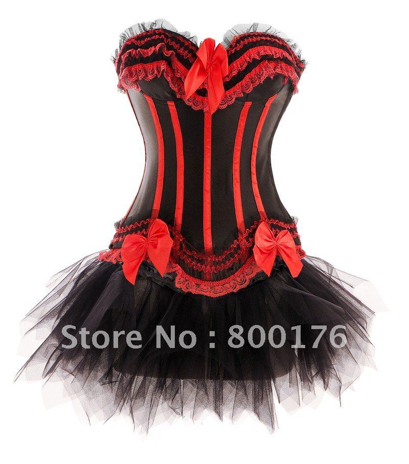 2012 new style   BURLESQUE CORSET COSTUME 8068+7008 S-6XL