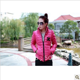 2012 New style fashion Candy color PU leather Increase size women Coat winter down cotton cot outwear