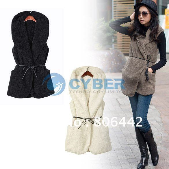 2012 New Style Hot Sale Women Lady Casual Elegant Hoodies Fur Vest Coat Jacket Free Shipping