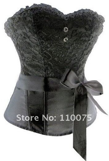 2012 NEW STYLE--Lowest Price--5 Color Sexy Black Sash Corset Bustier Net Overlay Lace up Back Shaper Top Shapers Sizes S M L XL