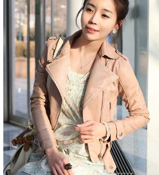 2012 new style New Women's Zipper PU Leather Jacket Lady Coat Outerwear Free shipping