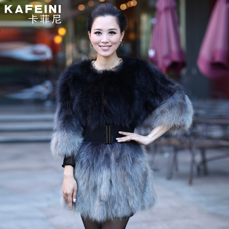 2012 new style raccoon fur gradual change color female long style fur coat