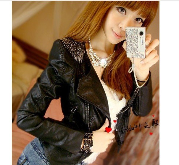 2012 new style women fashion Tassel Epaulette short leather jacket Free shipping