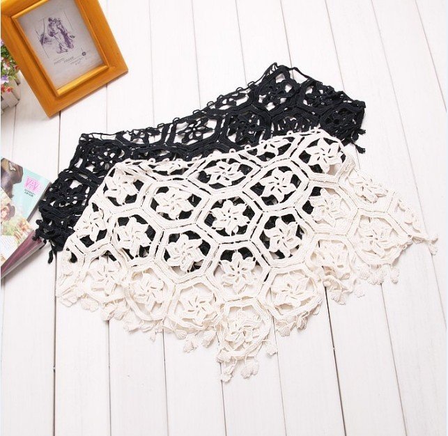 2012 New Style Women's Gorgeous Crochet Hollow Knit Shawl Sweater Black/Beige Color One Size