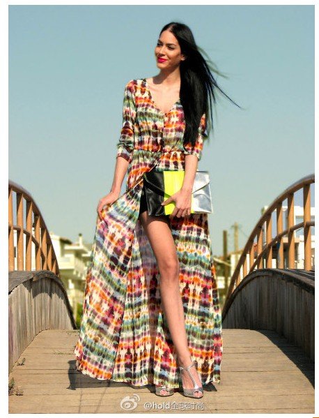 2012 New Summer Coat Colorful Print Bohemia Ethnic Women's Fashion Long Coats Ladies Retro Beach Dress Resort Wear