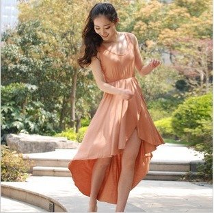 2012 new summer one-piece dress low-high sweep dovetail skirt asymmetrical spaghetti strap tank dress, free shipping AK57