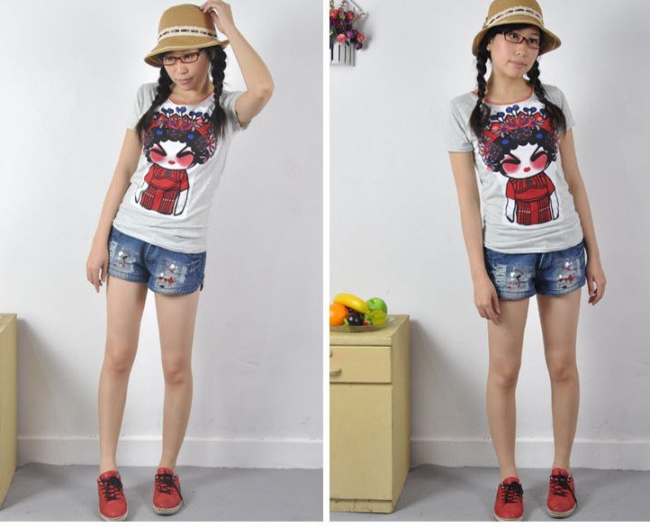 2012 new summer painted zipper hole jeans/ leisure wild denim shorts