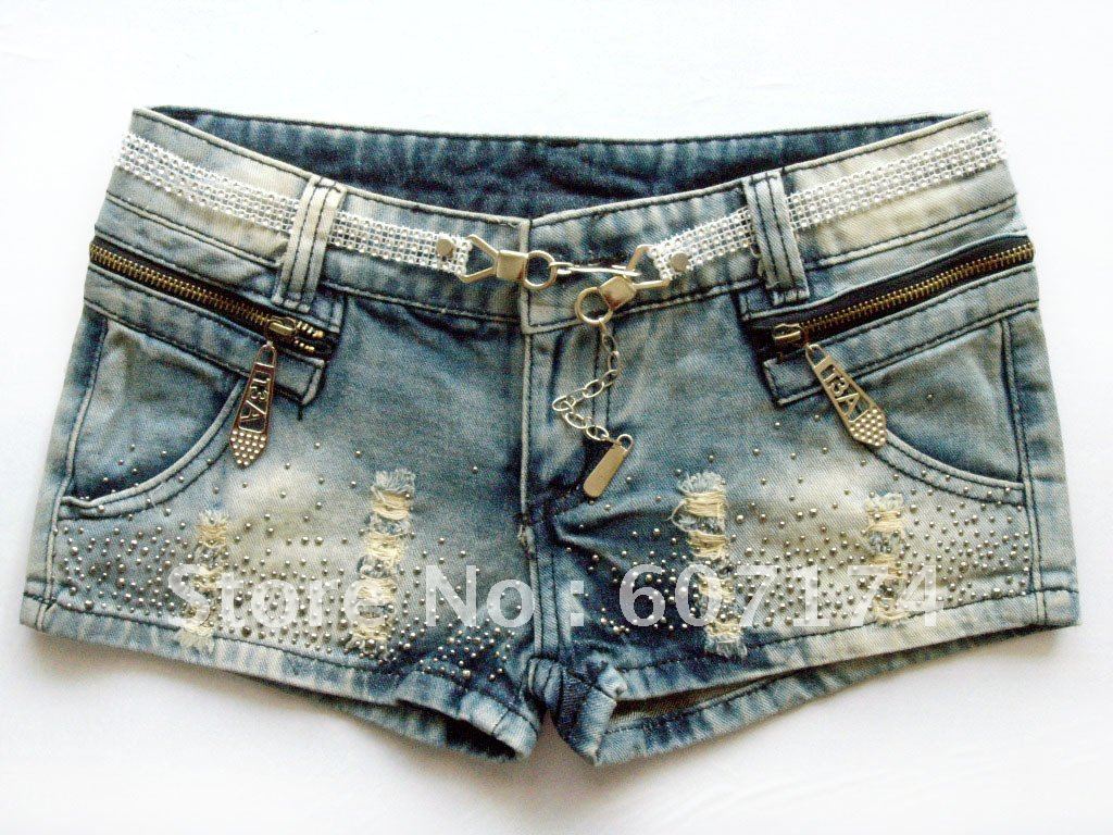 2012 New Tasting Women slim beading denim ultra-short thermal jeans casual shorts